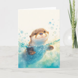 Carte Loutre heureuse dans un monde aquatique merveilleu