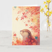 Carte Loutre Merveille d'Automne (Fleur jaune)
