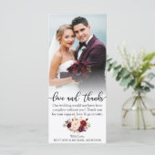 Carte Love and Thanks Floral Burgundy Mariage Card (Debout devant)