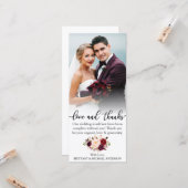 Carte Love and Thanks Floral Burgundy Mariage Card (Devant/Arrière en situation)