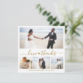 Carte Love and Thanks Gold Script Photo Collage Mariage (Debout devant)