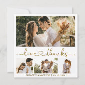 Carte Love and Thanks Heart 4 Photo Collage Mariage (Devant)