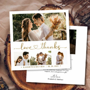 Carte Love and Thanks Heart 4 Photo Collage Mariage