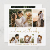 Carte Love and Thanks Heart 5 Photo Collage Mariage (Devant / Derrière)