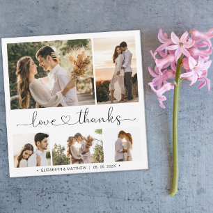 Carte Love and Thanks Heart 5 Photo Collage Mariage