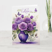 Carte Love at First Sight Vase of Purple Roses Romantic (Devant)