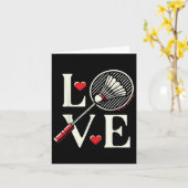 Carte Love Badminton Player Heart Racket Shuttle (Fleur jaune)