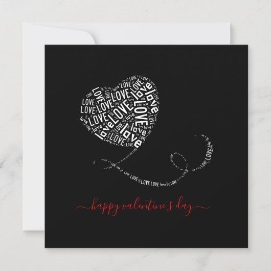 Carte Love Balloon Word Art Saint Valentin (Devant)