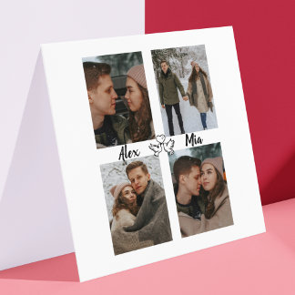 Carte Love Birds Photo Collage Card for Couples