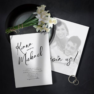Carte Love Calligraphy Mariage Photo B&W ID940