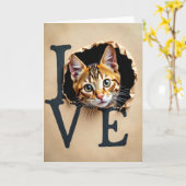 Carte Love Cat Peek Card (Fleur jaune)