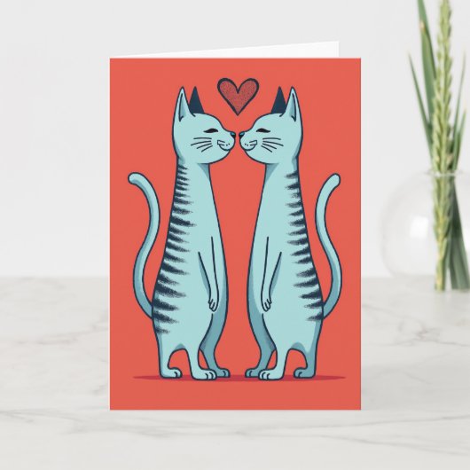 Carte Love Cats Kissing Heart Card (Devant)