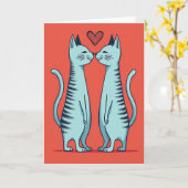 Carte Love Cats Kissing Heart Card (Fleur jaune)