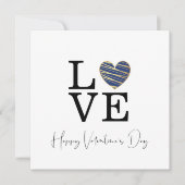 Carte Love Dark Blue Heart Happy Valentine's Day Script (Devant)
