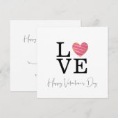 Carte Love Fuchsia Heart Happy Valentine's Day Script (Devant / Derrière)