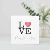 Carte Love Fuchsia Heart Happy Valentine's Day Script (Debout devant)
