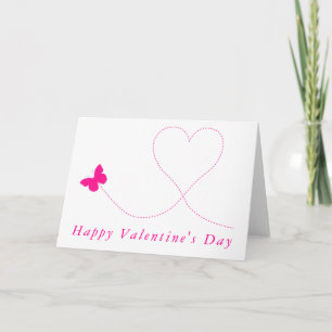 Carte Love Heart Pink Butterfly Valentine's Day Card