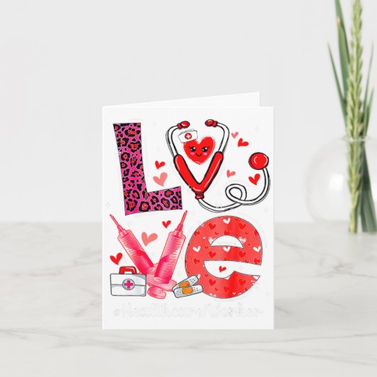 Carte Love Heart Stethoscope Healthcare Worker Funny Val (Devant)