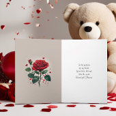 Carte Love Hearts Teddy Bear et Rose Valentines Day