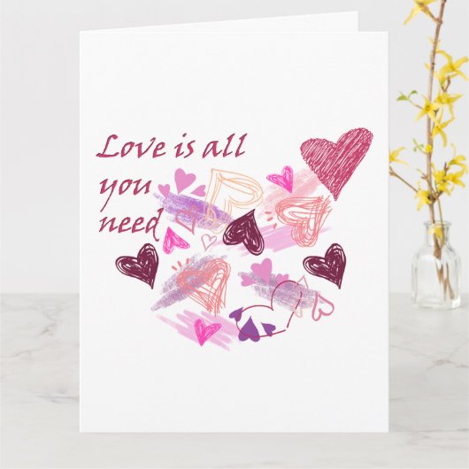 Carte Love is all you need hearts customize inside text (Fleur jaune)