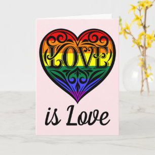 Carte Love Is Love LGBTQ Rainbow Heart Card
