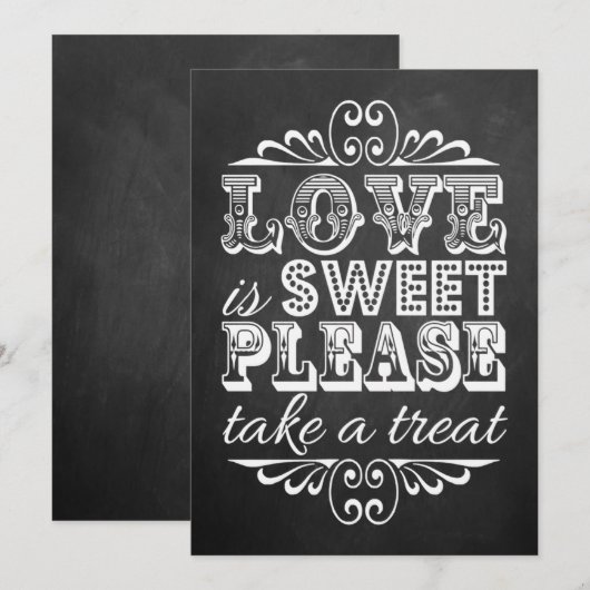 Carte Love Is Sweet - Panneau de Mariage Ardoise (Devant / Derrière)