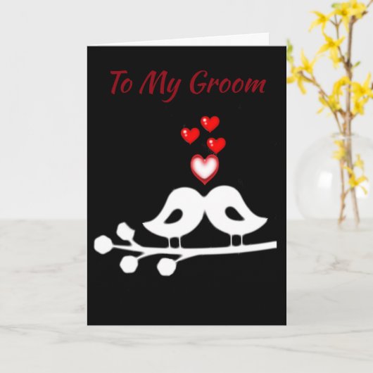 CARTE **LOVE & LOVE BIRDS** TO "MY GROOM" AS WE MARRY (Fleur jaune)