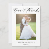 Carte Love Merci script photo QR code mariage merci (Devant)