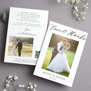 Carte Love Merci script photo QR code mariage merci