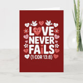 Carte Love Never Fails Christian Valentine Scripture (Devant)
