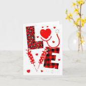 Carte Love Nurse Life Valentine Day Leopard Plaid Red He (Fleur jaune)