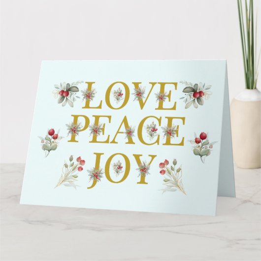 Carte Love Peace Joy Berries Noël Holiday (Devant)
