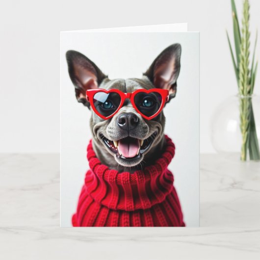 Carte Love Puppy Heart Glasses Card (Devant)