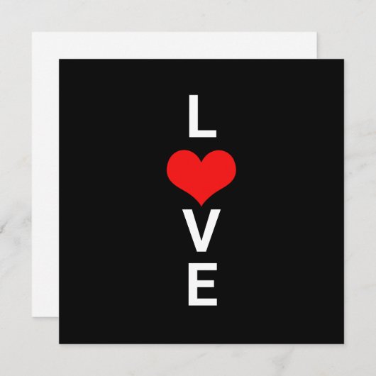 Carte Love Red Heart mignon Saint Valentin Blanc Noir (Devant / Derrière)