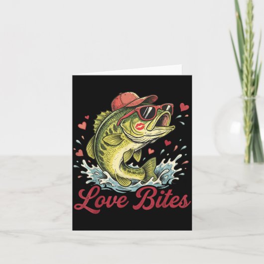 Carte Love Retro Bites Fishing Fisherman Valentines Day  (Devant)