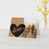Carte Love Script Heart Gold Black Valentine's Photo (Fleur jaune)