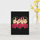 Carte Love Sign Language Rose Coeur ASL Sensibilisation  (Fleur jaune)