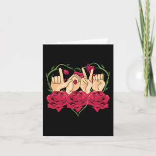 Carte Love Sign Language Rose Coeur ASL Sensibilisation 