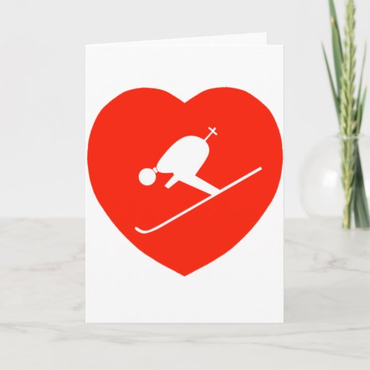 Carte Love Skiing Red Heart (Devant)