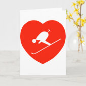 Carte Love Skiing Red Heart (Fleur jaune)