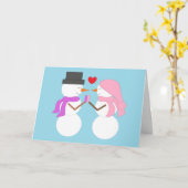 Carte Love & Snowpeople : Hiver blanc (Fleur jaune)