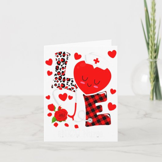 Carte Love Stethoscope Heart Nicu Nurse Valentines Day  (Devant)