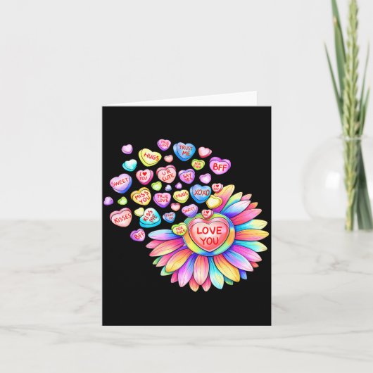 Carte Love Sunflower Hearts Candy Valentines Day Womens  (Devant)