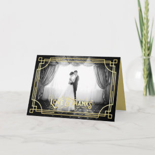 Carte Love & Thanks Art Deco Wedding Photo Thank You