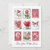 Carte Love Valentine Postal Stamps Ephemera Collage Art (Devant)