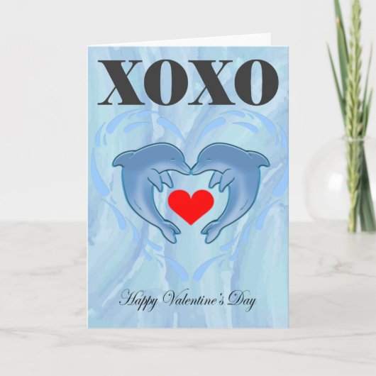 Carte Love Valentines Day xoxo dauphin (Devant)