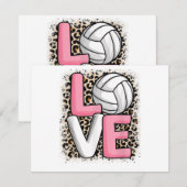 Carte Love Volleyball Empreinte de léopard Filles Volley (Devant / Derrière)