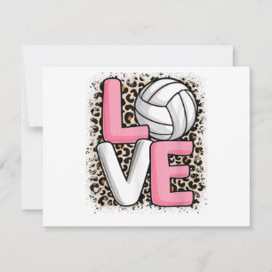 Carte Love Volleyball Empreinte de léopard Filles Volley