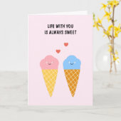 Carte Love Whimsical Glace Couple Valentine Love (Fleur jaune)