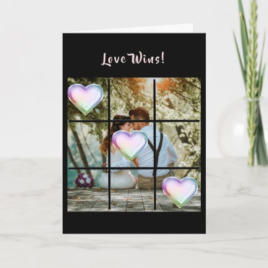 Carte Love Wins Message Photo Coeurs Valentine (Devant)